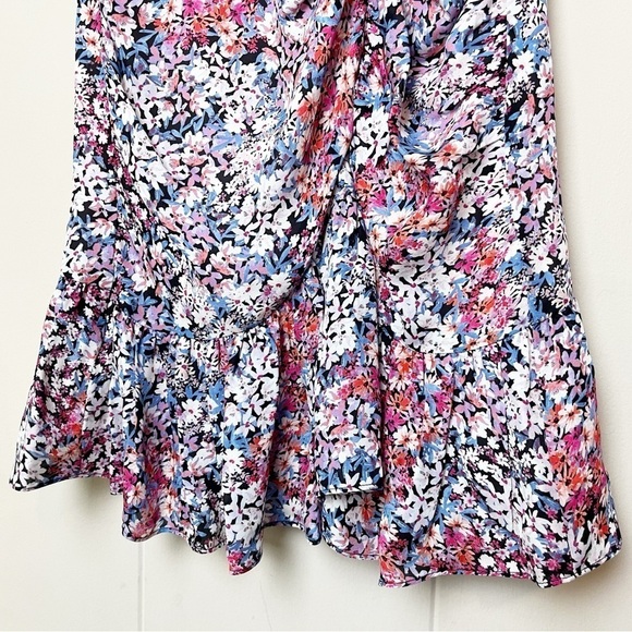 Parker 100% silk Krislyn Floral Mini Dress 00 XS puffed sleeves ruffle cocktail - Picture 5 of 14